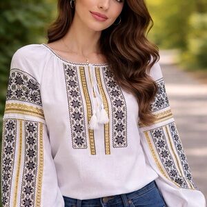 Ukrainian Vyshyvanka Blouse Embroidery Linen Traditional Ukrainian Clothing